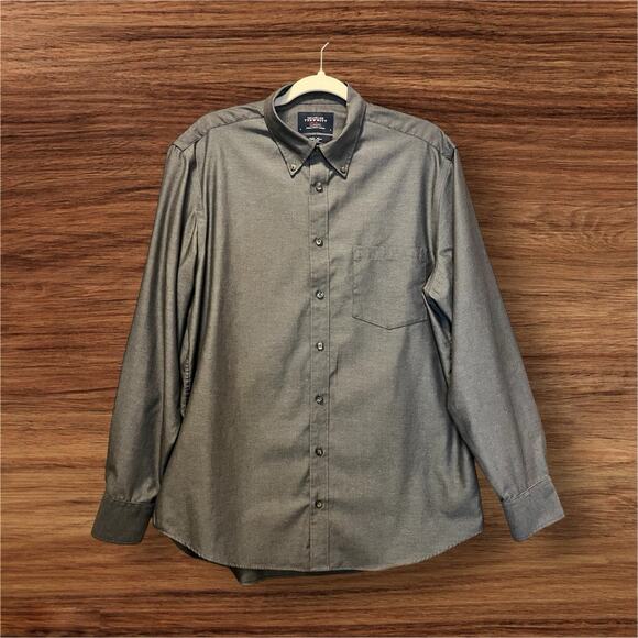 Charles Trywhitt Weekend Dress Button Down Shirt Charcoal Slim Fit Size Large - Picture 1 of 7